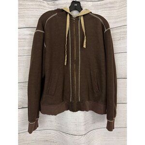 Mens EQ Brown w Contrast Stitching Zip Up Hoodie Size L